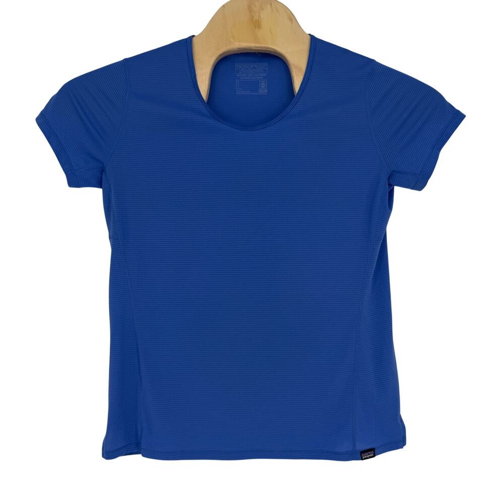 Patagonia Top Womens Large Blue Active Athleisure Running Travel Hiking Gym Yoga
